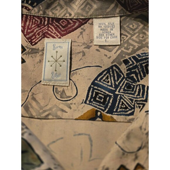 Vintage Burma Bibas Hawaiian Button Up Men's Shirt Size L 100% Silk - Picture 5 of 5